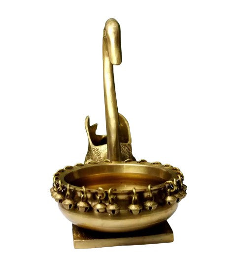 Swan Design Brass Urli Showpiece for Corner Table Floating Flowers Candles Diya for Home Decoration/Gift Item